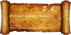 Petter Ajnácska névjegykártya